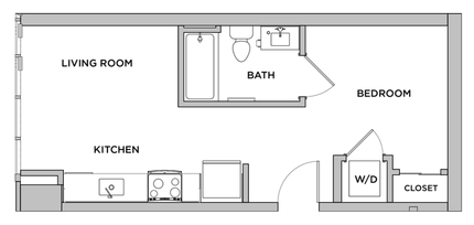 S5 - Studio Primary Bedroom Private Bathroom floor plan